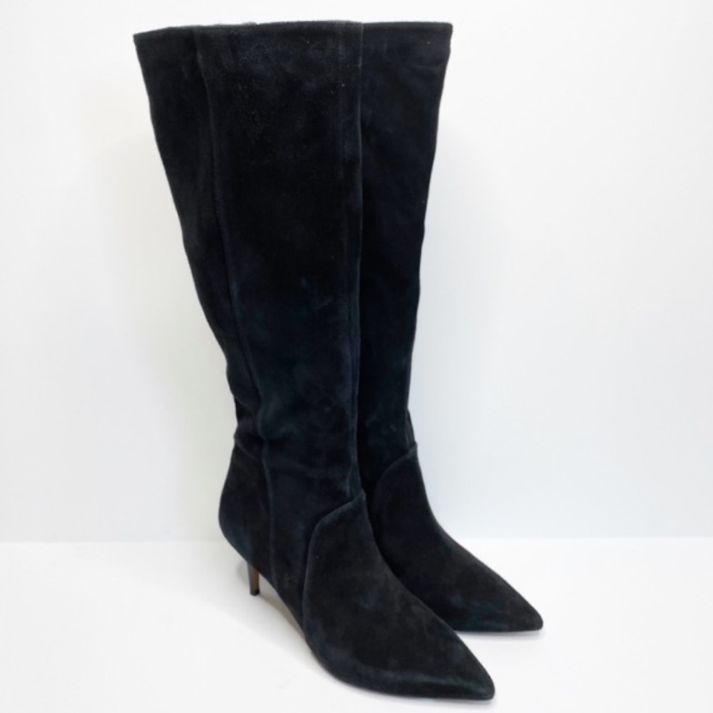 Linea Paolo Perfect Black Suede Pointed Toe Heeled Boot Size 9